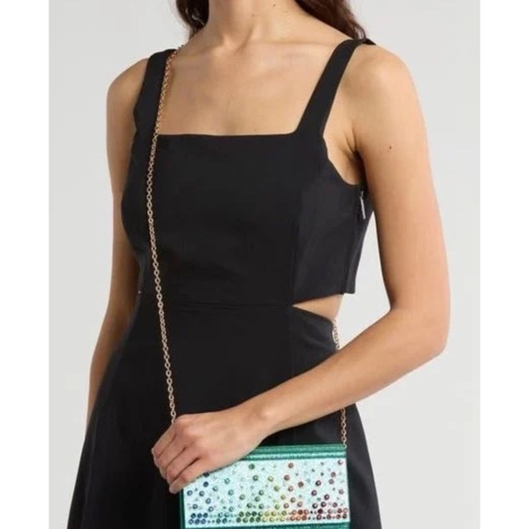 Kurt Geiger Women's Blue Party Glitter Envelope Clutch - Picture 3 of 8